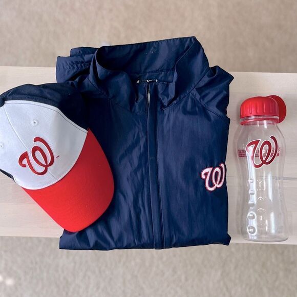 Washington Nationals Lightweight Full Zip Jacket Women’s Large Navy Blue - Picture 3 of 16